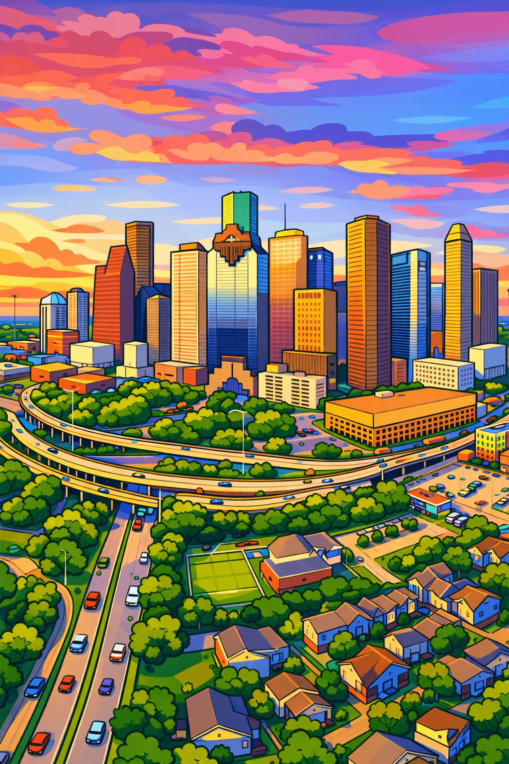 Picture of Downtown Houston Stylized